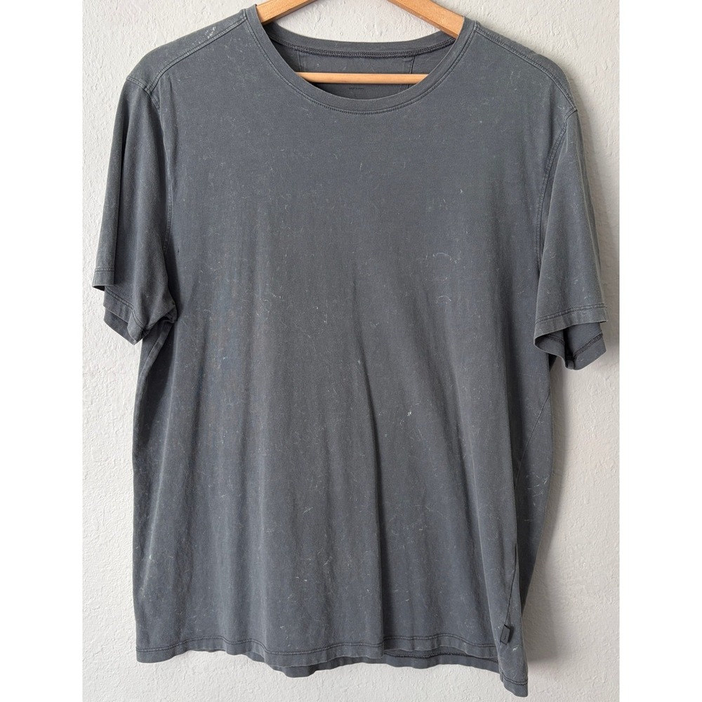 John Varvatos Mens Acid Wash Cotton Tee L Grey Distressed Crewneck Shirt FLAW